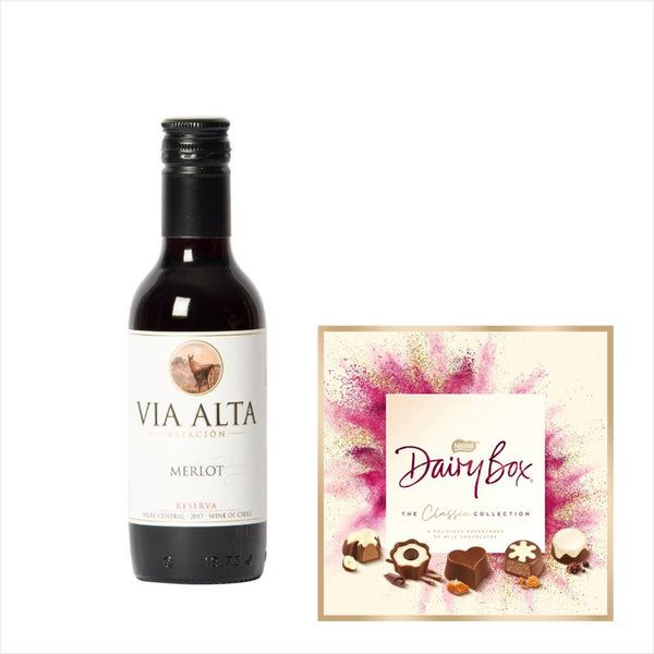 Via Alta Merlot 18.7cl Great stuff! & Dairy Box Chocolates